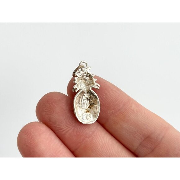 Pineapple Shaped Hand Carved Sterling Silver 925 Vintage Pendant | Charm - Picture 7 of 8